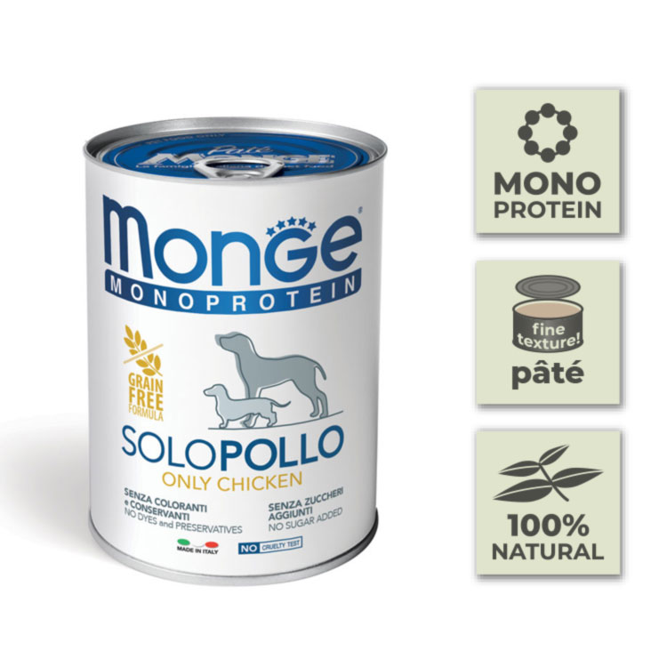 Pack Latas de monoproteico de pollo para perro - 400gr (24u)