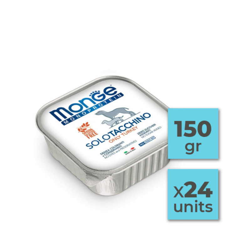 Pack Latas de paté monoproteico de pavo para perro - 150gr (24u)