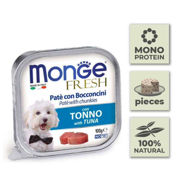 Pack Latas de paté para perro con trozos de atún - 100gr (32u)