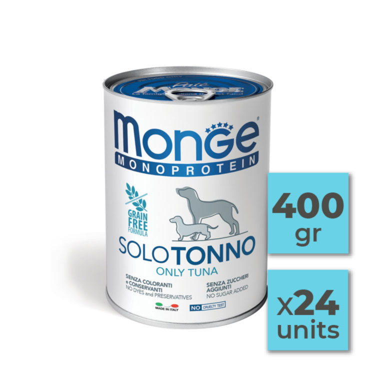 Pack Latas paté monoproteico de atún para perro - 400gr (24u)