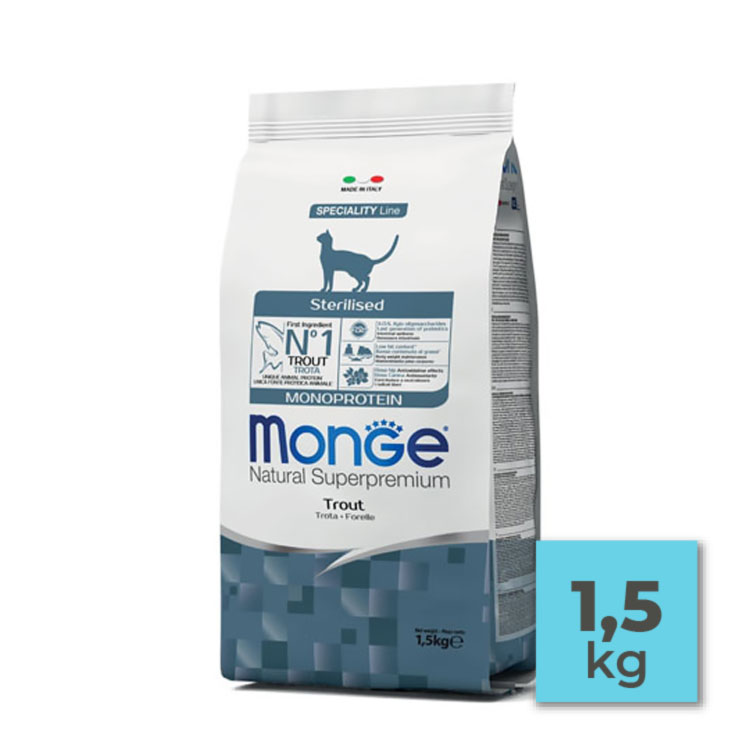 Pienso con trucha para gatos adultos esterilizados - 1,5Kg