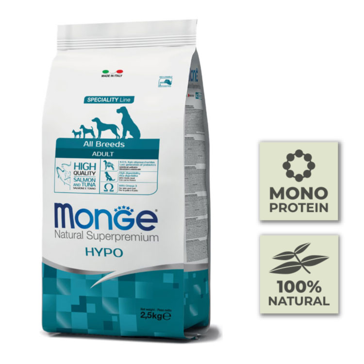 Pienso hipoalergénico para perros adultos con salmón y atún - 2,5Kg