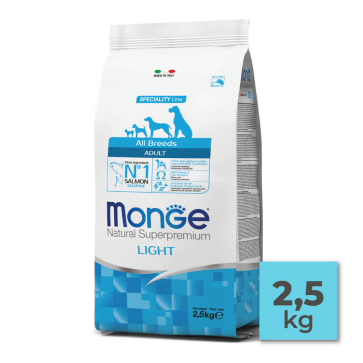 Pienso light para perros adultos con salmón y arroz - 2,5Kg