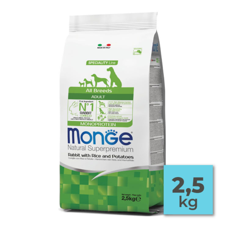 Pienso para perros adultos con conejo, arroz y patatas - 2,5Kg