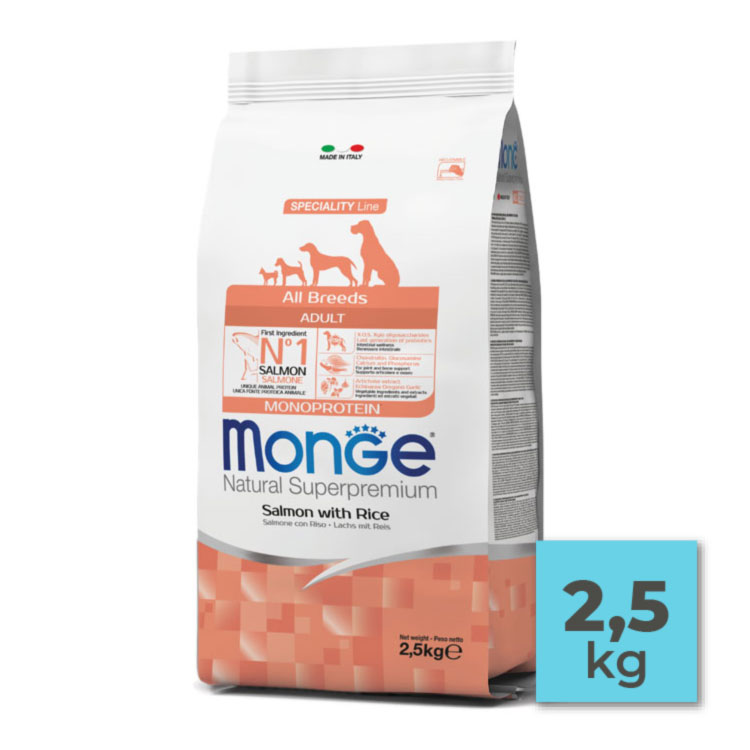 Pienso para perros adultos con salmón y arroz - 2,5Kg