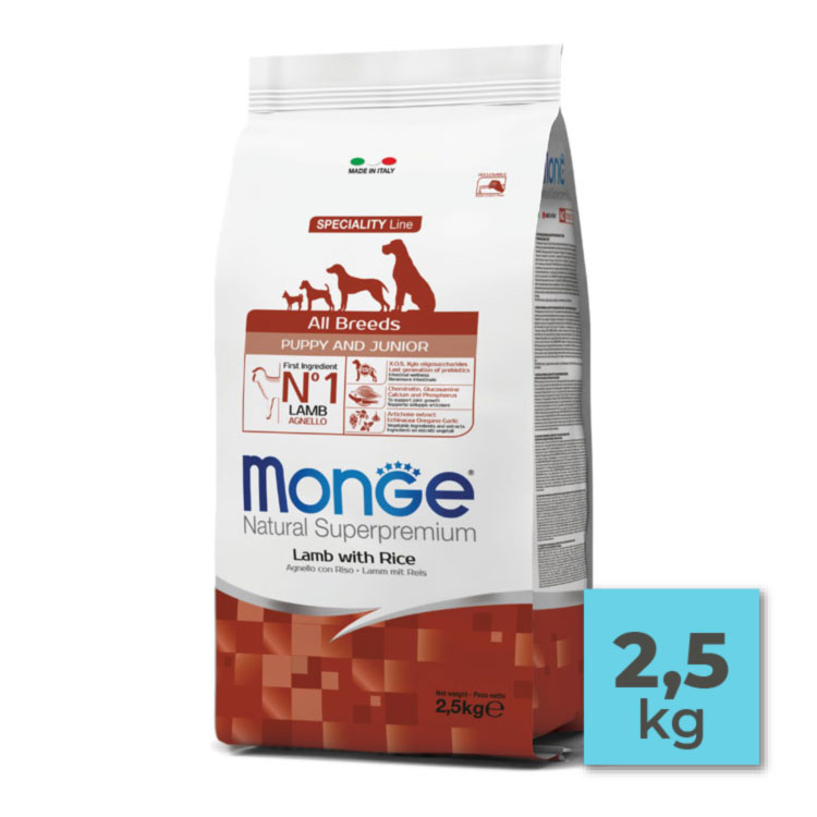 Pienso para perros cachorros con cordero y arroz - 2,5Kg