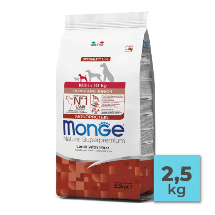 Pienso para perros mini cachorros con cordero y arroz - 2,5Kg