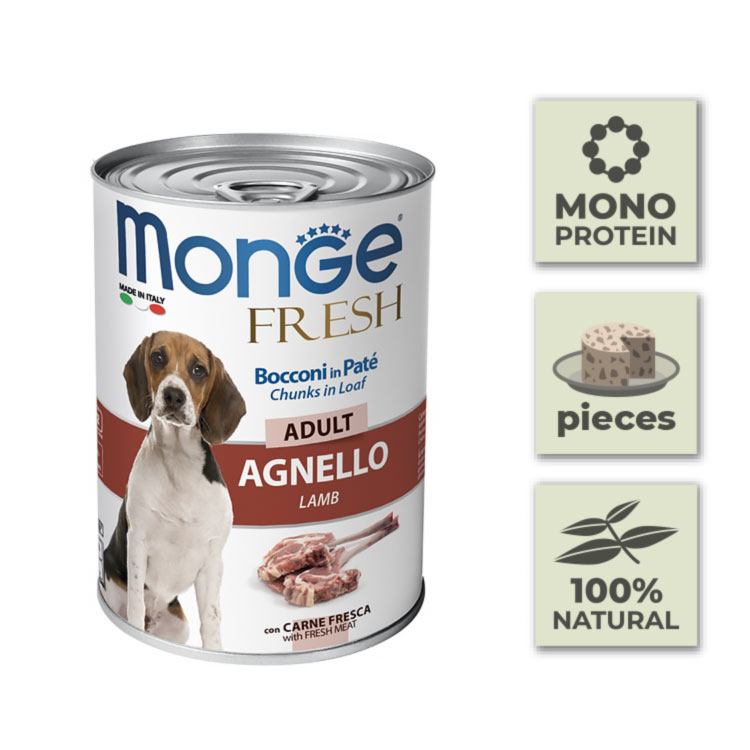 Pack Latas de paté para perro con trozos de cordero - 400gr (24u)