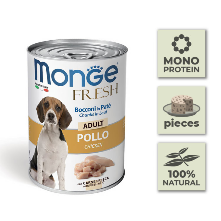 Pack Latas de paté para perro con trozos de pollo - 400gr (24u)