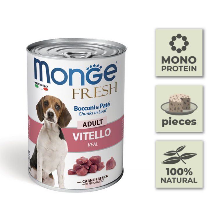 Pack Latas de paté para perro con trozos de ternera - 400gr (24u)