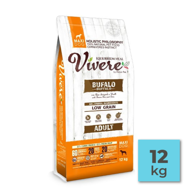 Pienso con búfalo bajo en cereales para perros grandes adultos – 12Kg