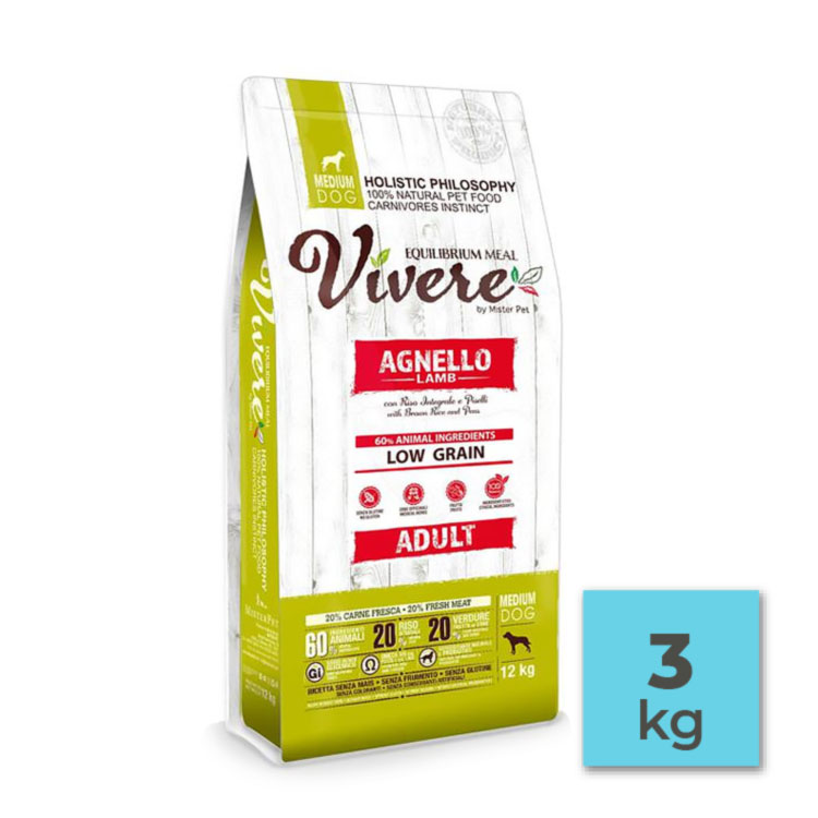 Pienso con cordero bajo en cereales para perros medianos – 3Kg