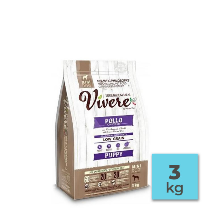 Pienso con pollo bajo en cereales para cachorros de perros pequeños – 3Kg