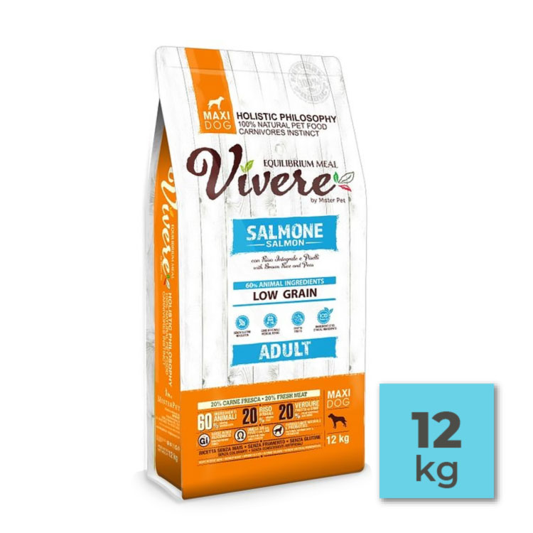 Pienso con salmón bajo en cereales para perros grandes adultos – 12Kg