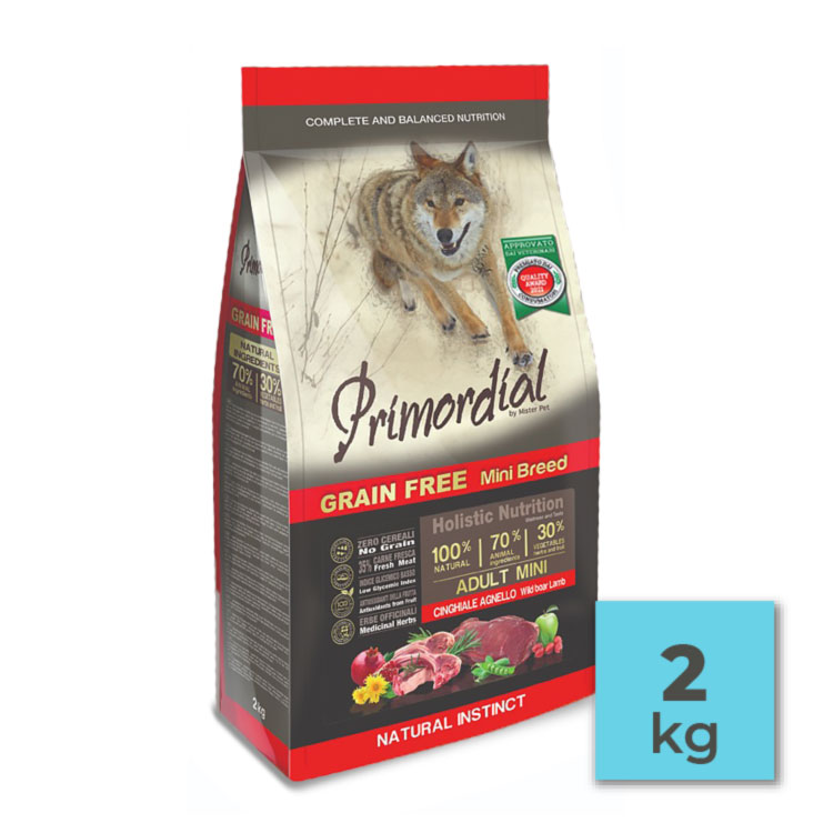 Pienso sin cereales para perros adultos mini con cordero y jabalí – 2Kg