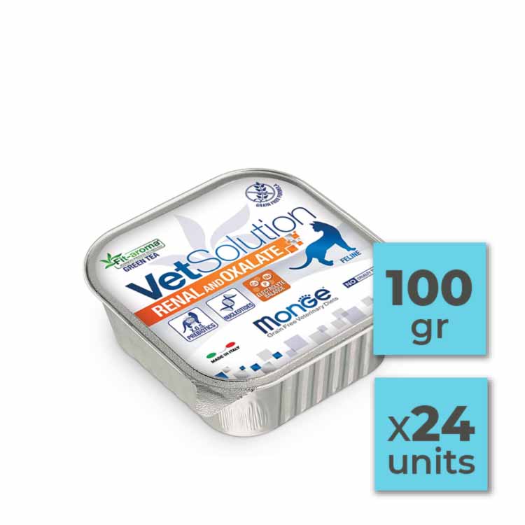 Pack Latas de paté para gato Monge Vet Solution - Renal and Oxalate - 100gr (24u)