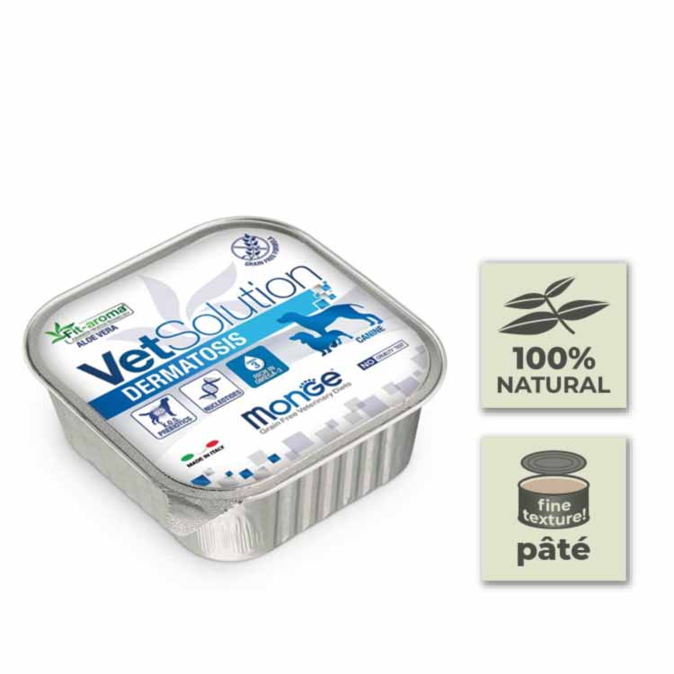 Pack Latas de paté para perro Monge Vetsolution - Dermatosis - 150gr (24u)