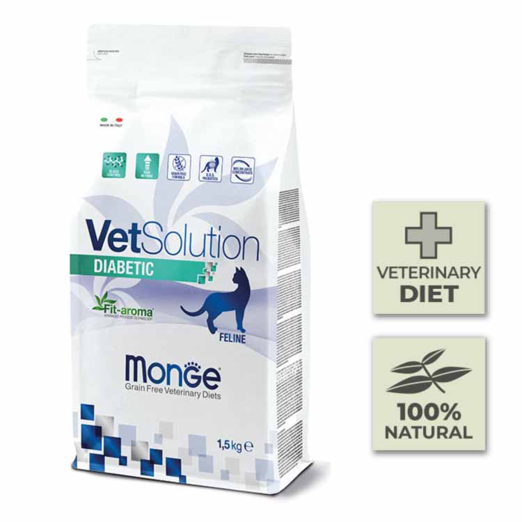 Pienso para gato Monge Vet Solution - Diabetic - 1,5Kg