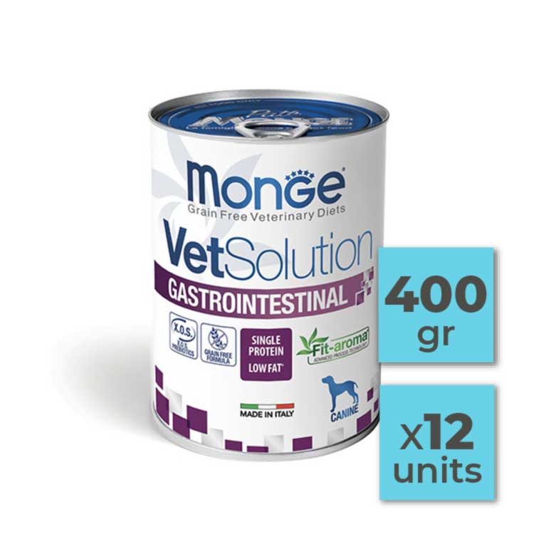 Pack Latas de paté para perro Monge Vetsolution - Gastrointestinal - 400gr (12u)