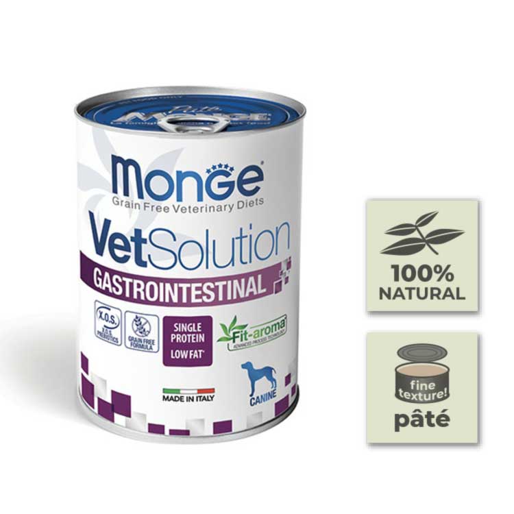 Pack Latas de paté para perro Monge Vetsolution - Gastrointestinal - 400gr (12u)