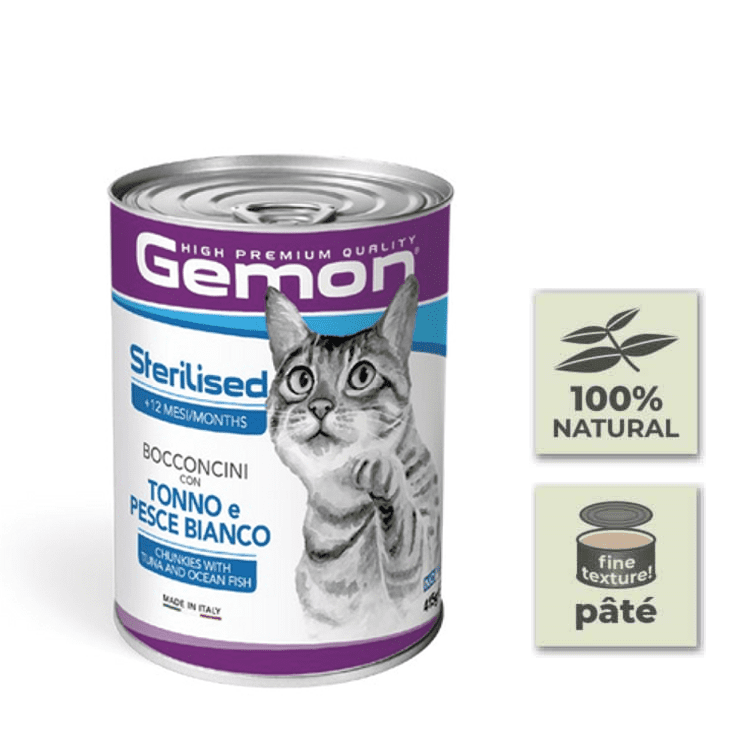 Gemon Lata Pate Gato Esterilizado de Atún con Pescado Blanco